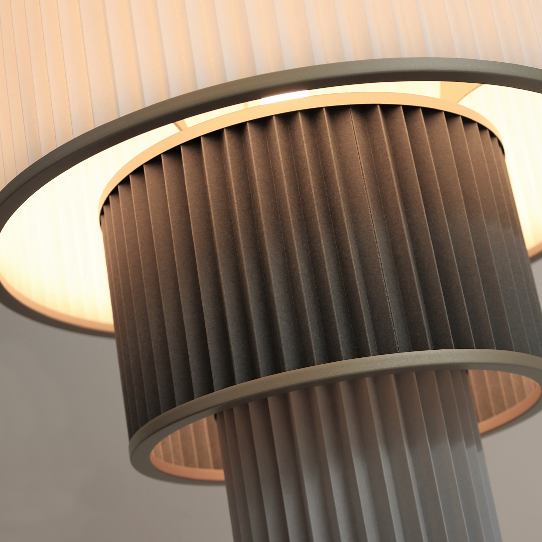 Plivello lampe i farvede plisserede skærme