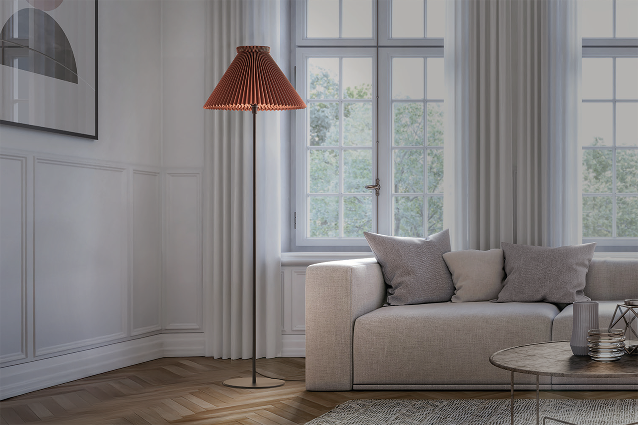 Leklint334h Floorlamp Lampshade1 30Cm Paper Chokolate Lifestyle